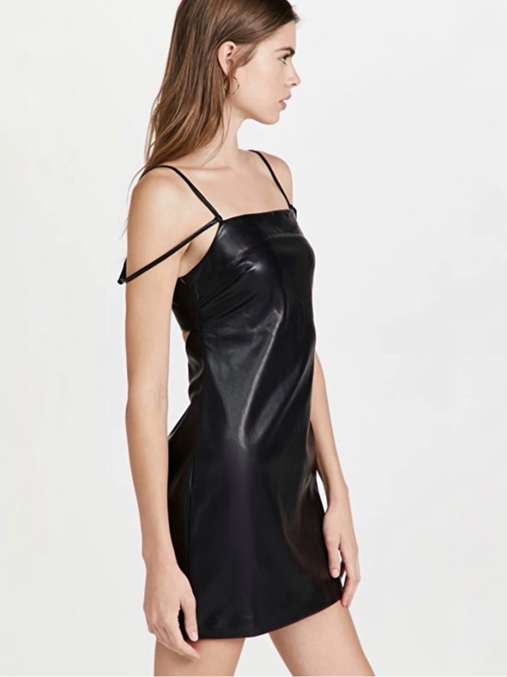 Jonathan Simkhai Jeslyn Dress Black Faux Leather Mini Sz 6 Party LBD Designer